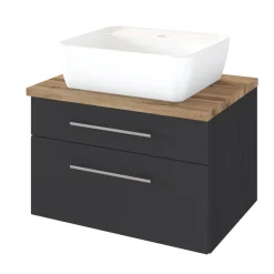 Waschtischunterschrank Dasa 60cm 2 Schubladen - graphit/mattegrau