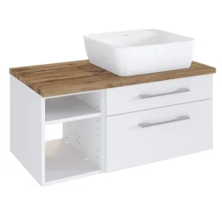 Waschtischunterschrank Dasa (rechts) 90cm mit 2 Schubladen - weiß