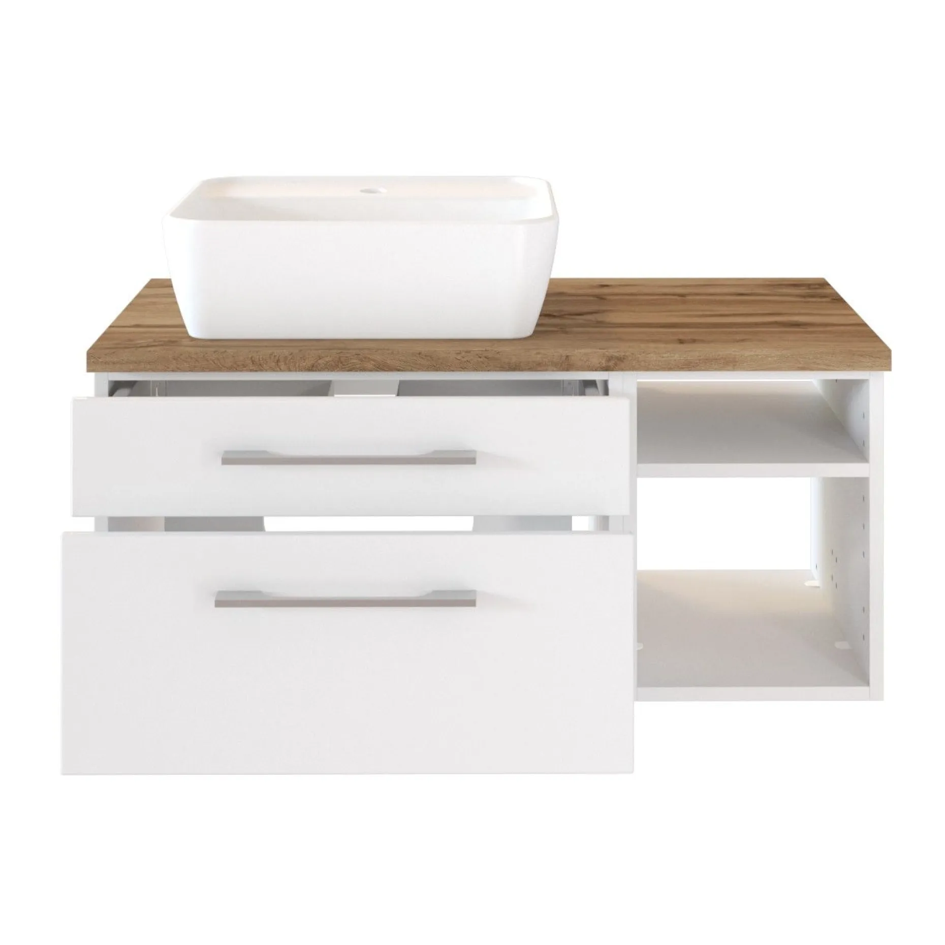 Waschtischunterschrank Dasa (links) 90cm mit 2 Schubladen - weiß