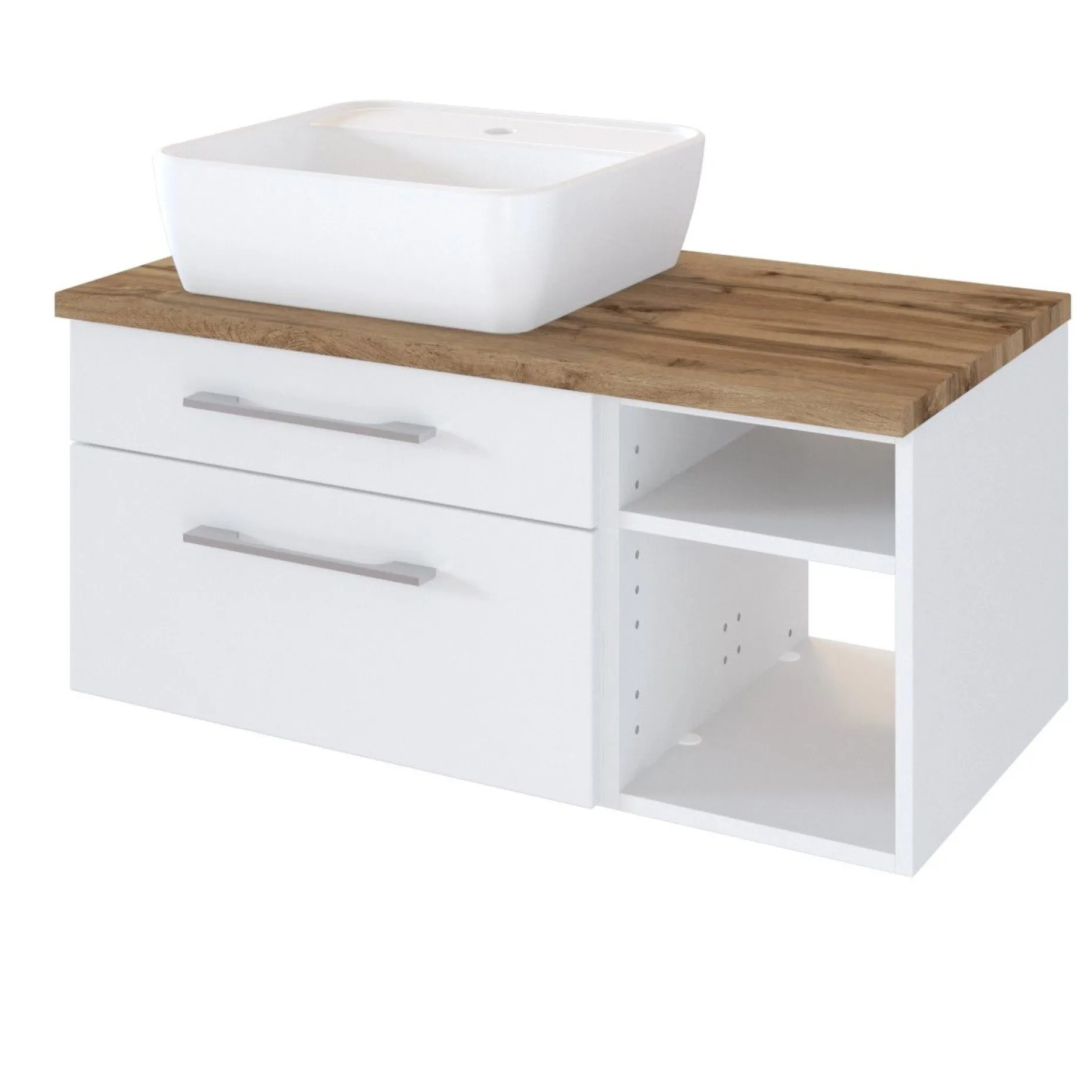 Waschtischunterschrank Dasa (links) 90cm mit 2 Schubladen - weiß