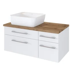 Waschtischunterschrank Dasa (links) 90cm mit 4 Schubladen - weiß