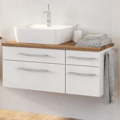 Waschtischunterschrank Dasa (links) 90cm mit 4 Schubladen - weiß