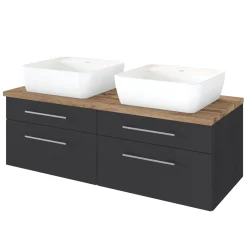Waschtischunterschrank Dasa 120cm mit 4 Schubladen - graphit/mattegrau