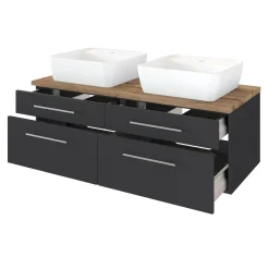 Waschtischunterschrank Dasa 120cm mit 4 Schubladen - graphit/mattegrau