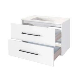 Waschtischunterschrank Dusan 80cm mit 2 Schubladen - weiß