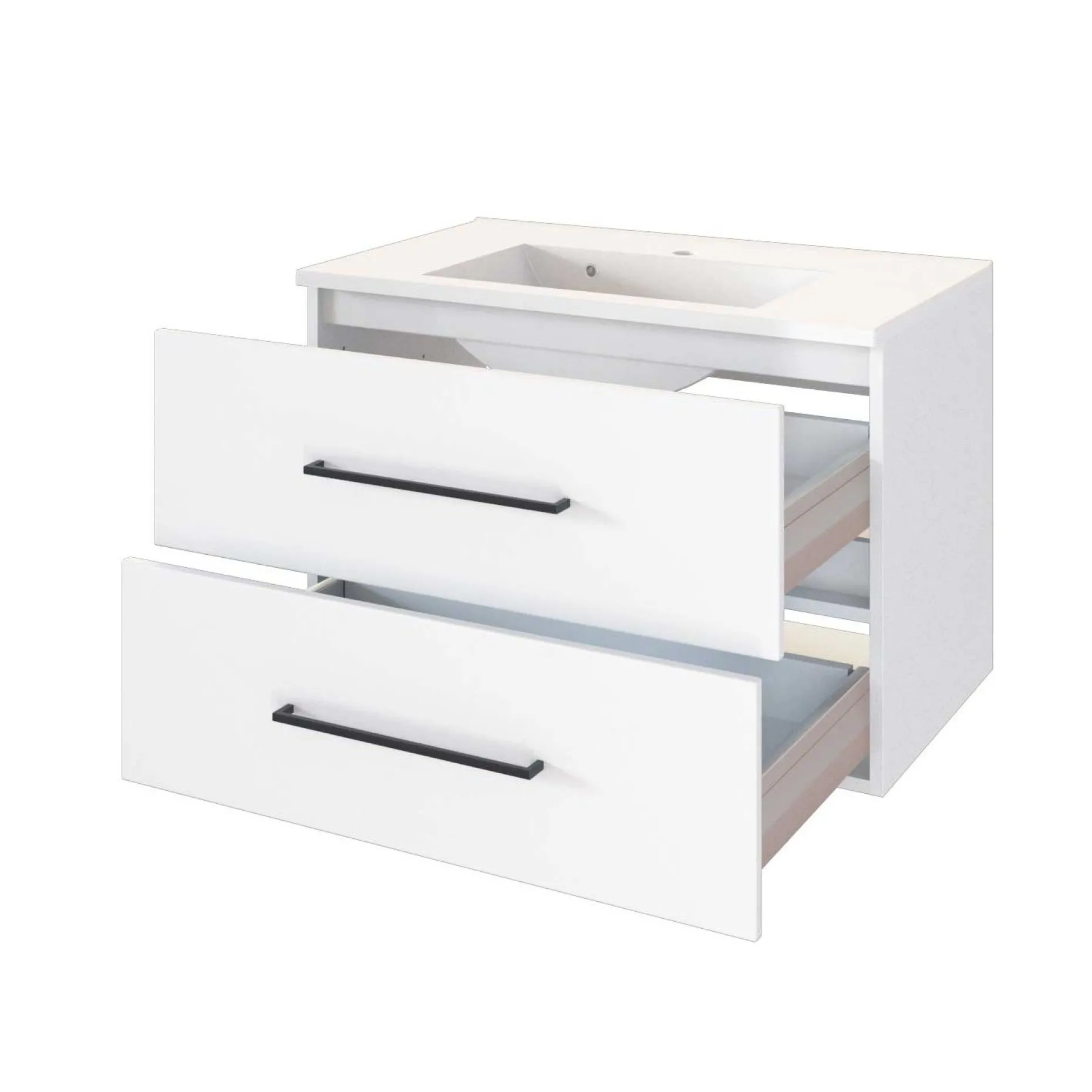 Waschtischunterschrank Dusan 80cm mit 2 Schubladen - weiß