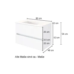 Waschtischunterschrank Helina 80cm mit 2 Schubladen - Eiche/grau