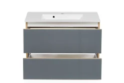 Waschtischunterschrank Helina 80cm mit 2 Schubladen - Eiche/grau
