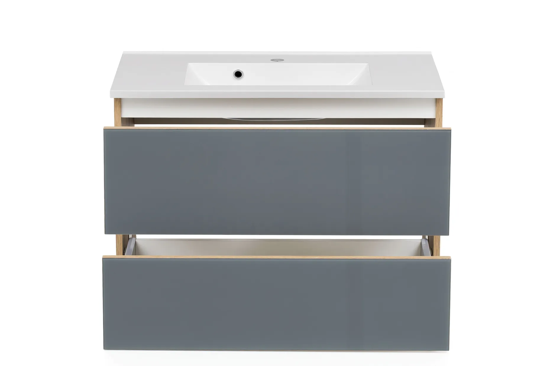 Waschtischunterschrank Helina 80cm mit 2 Schubladen - Eiche/grau