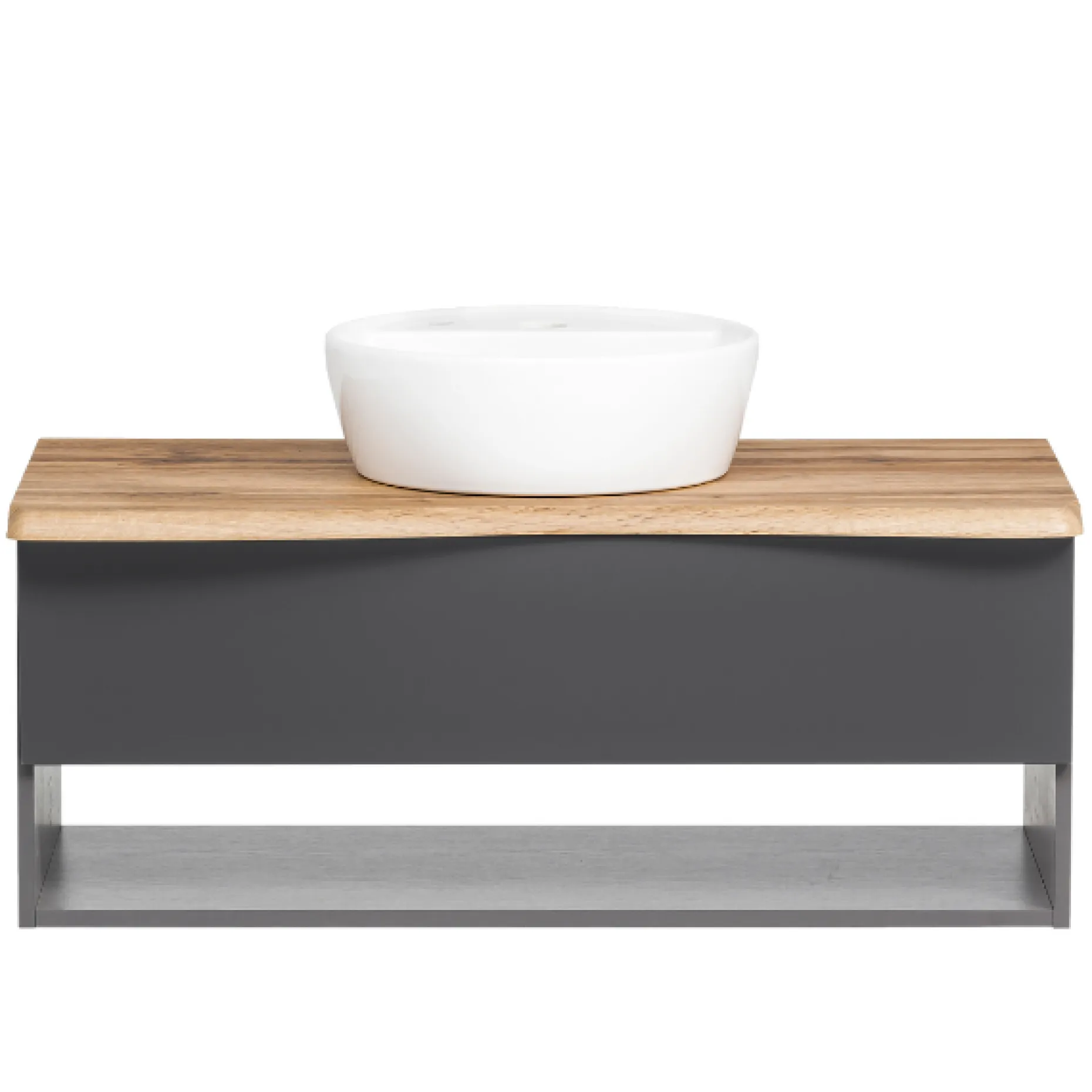 Waschtischunterschrank Karan 101cm mit Waschbecken und 1 Schublade - anthrazit/eiche