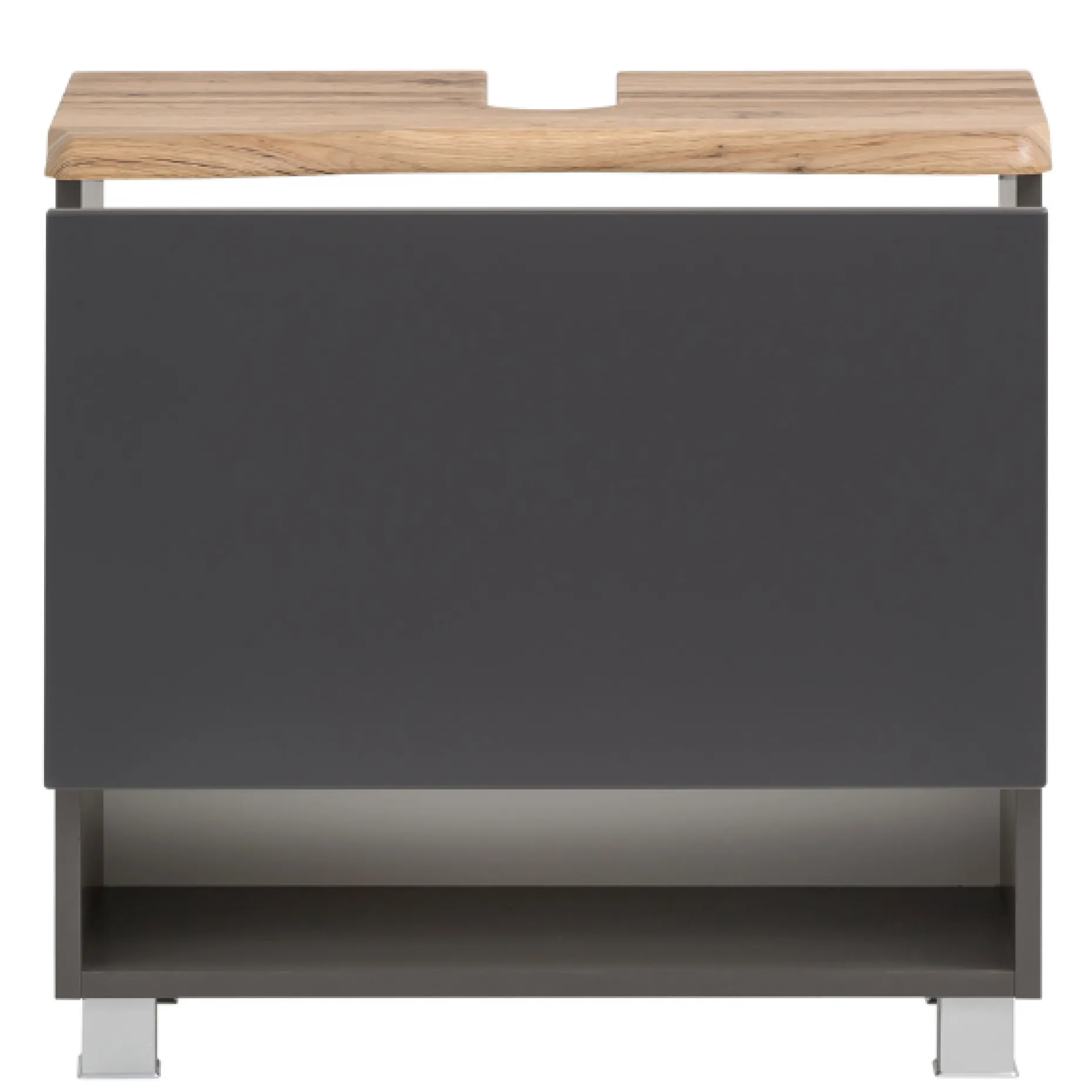 Waschtischunterschrank Karan 61cm 1 Schublade - anthrazit/quecksilber