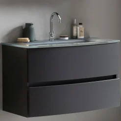 Waschtischunterschrank Kornel 80cm grau Waschtisch - graphitgrau