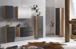 Waschtischunterschrank Kornel 80cm grau Waschbecken - Eiche/mattgrau
