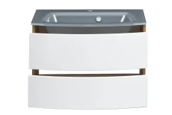 Waschtischunterschrank Kornel 80cm grau Waschbecken - Eiche/mattweiß