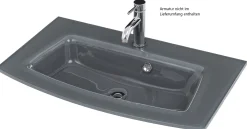 Waschtischunterschrank Kornel 80cm grau Waschbecken - Eiche/mattweiß