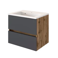 Waschtischunterschrank Luna 60cm 2 Schubladen - Eiche/grau