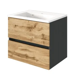Waschtischunterschrank Luna 60cm 2 Schubladen - graphit/quecksilber