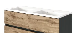Waschtischunterschrank Luna 120cm mit Doppelwaschbecken und 4 Schubladen - graphit/quecksilber