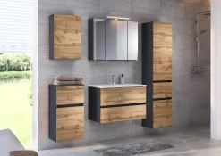 Waschtischunterschrank Luna 80cm 2 Schubladen - graphit/quecksilber