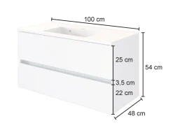 Waschtischunterschrank Luna 100cm 2 Schubladen - Eiche/weiß