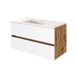 Waschtischunterschrank Luna 100cm 2 Schubladen - Eiche/weiß