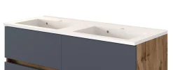 Waschtischunterschrank Luna 120cm mit Doppelwaschbecken und 4 Schubladen - Eiche/grau