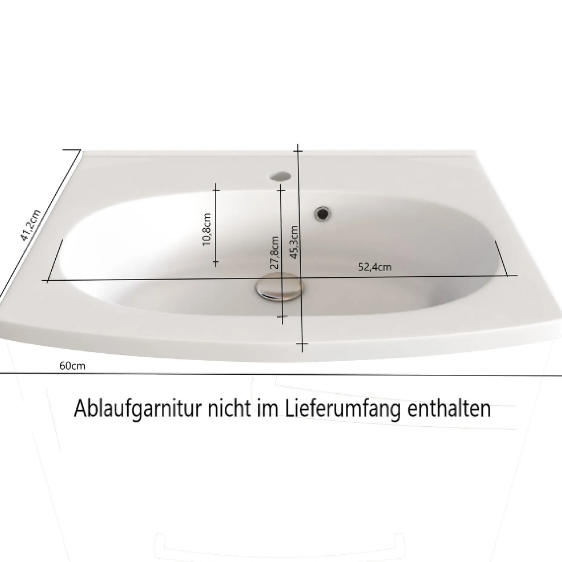 Waschtischunterschrank Malvo 60cm 2 Schubladen - Eiche/schwarz