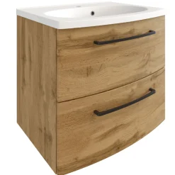 Waschtischunterschrank Malvo 60cm 2 Schubladen - Eiche/schwarz