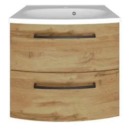 Waschtischunterschrank Malvo 60cm 2 Schubladen - Eiche/schwarz