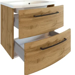Waschtischunterschrank Malvo 60cm 2 Schubladen - Eiche/schwarz