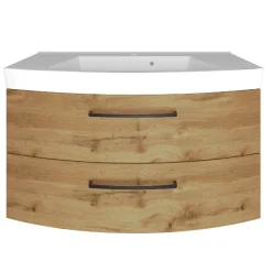 Waschtischunterschrank Malvo 100cm 2 Schubladen - Eiche/schwarz
