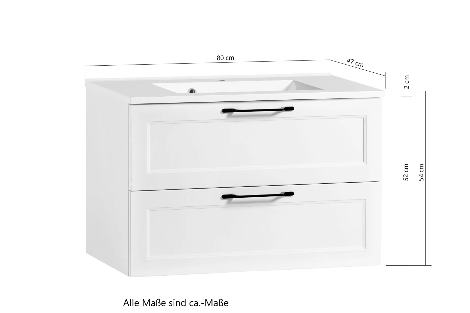 Waschtischunterschrank Meran | 80 x 47 x 56 cm | Weiß
