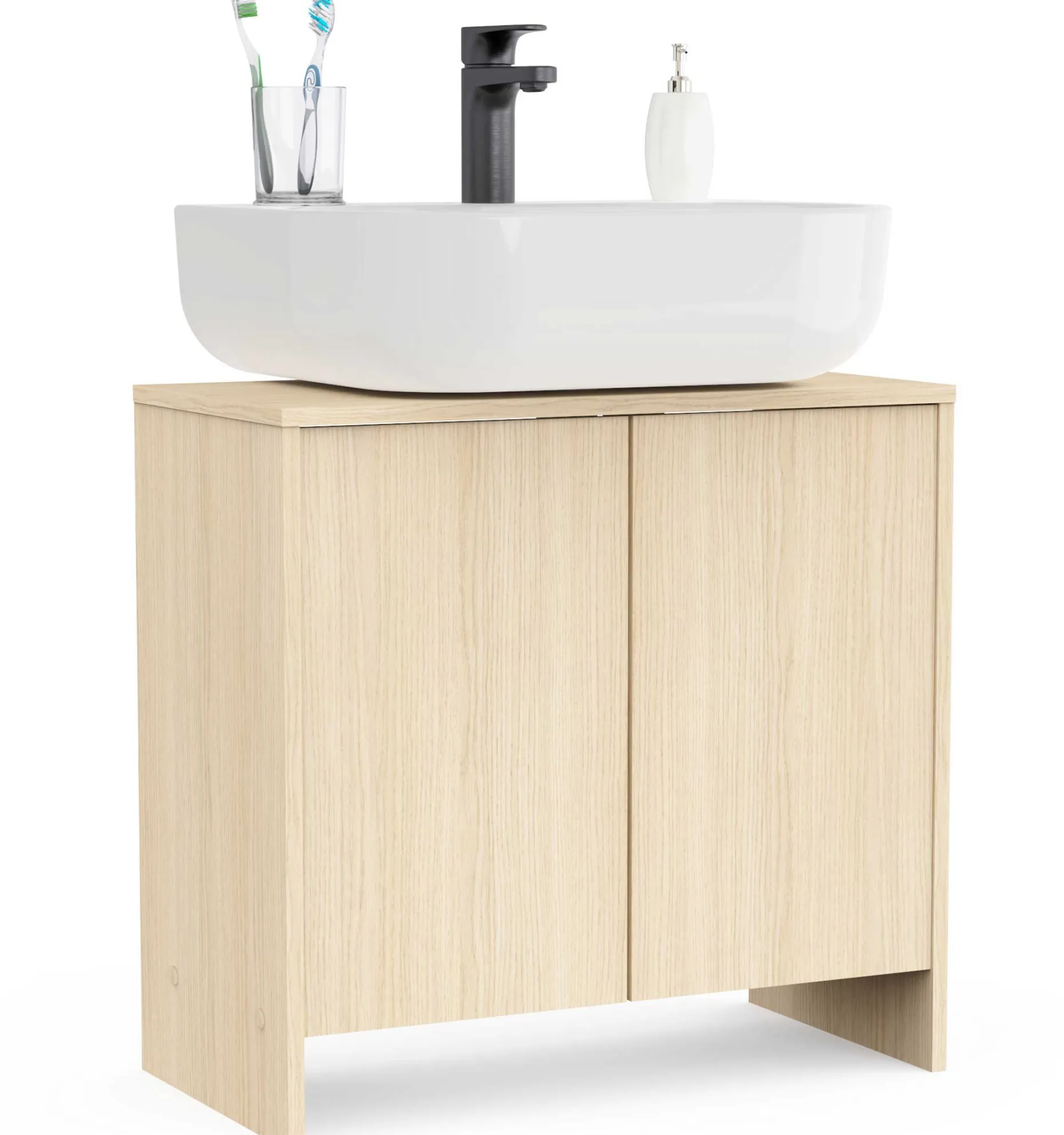 Waschtischunterschrank Puma - 64x33x61cm - 2 Türen - Eiche