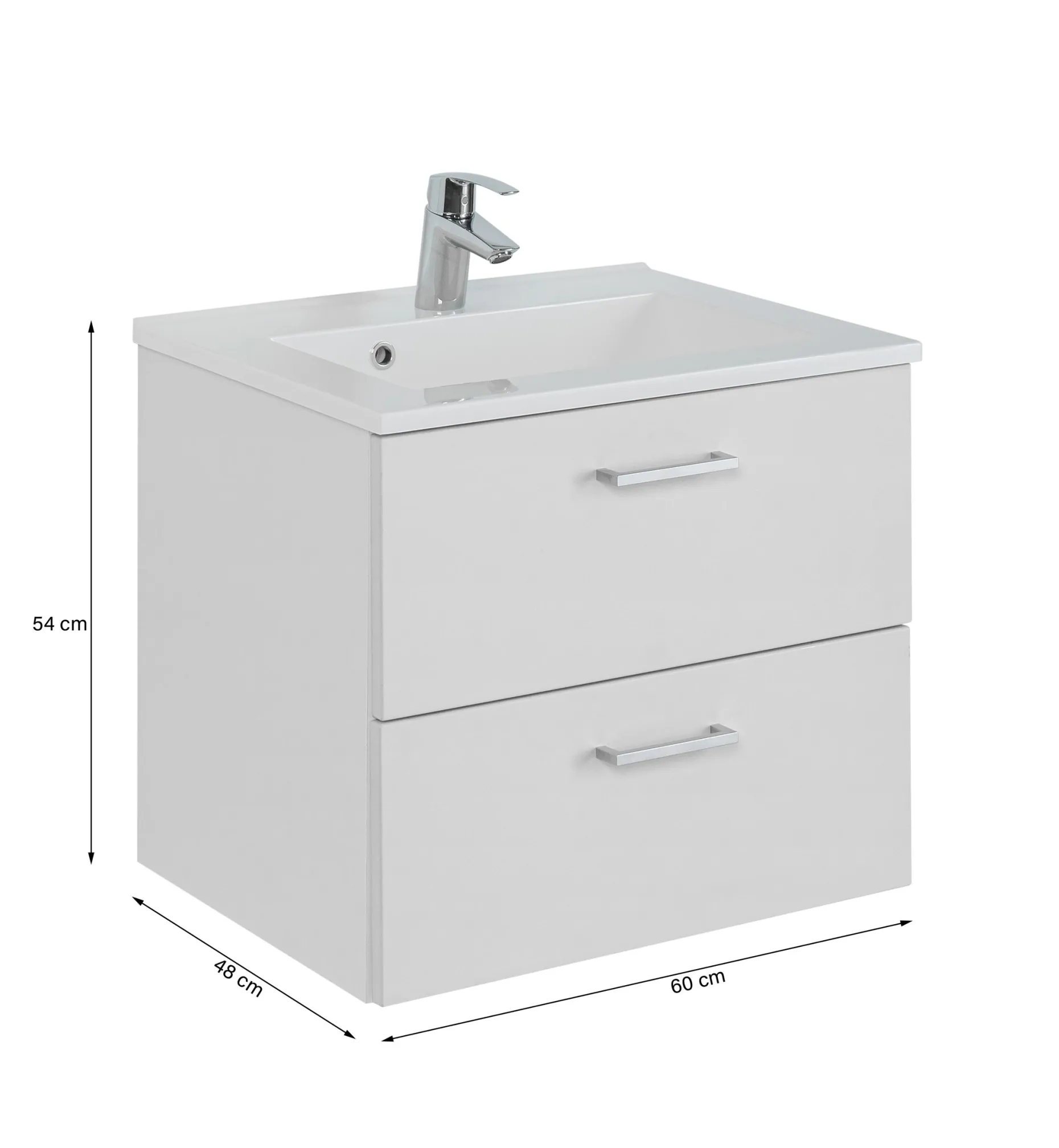 Waschtischunterschrank Ricca 60cm 2 Schubladen - weiß