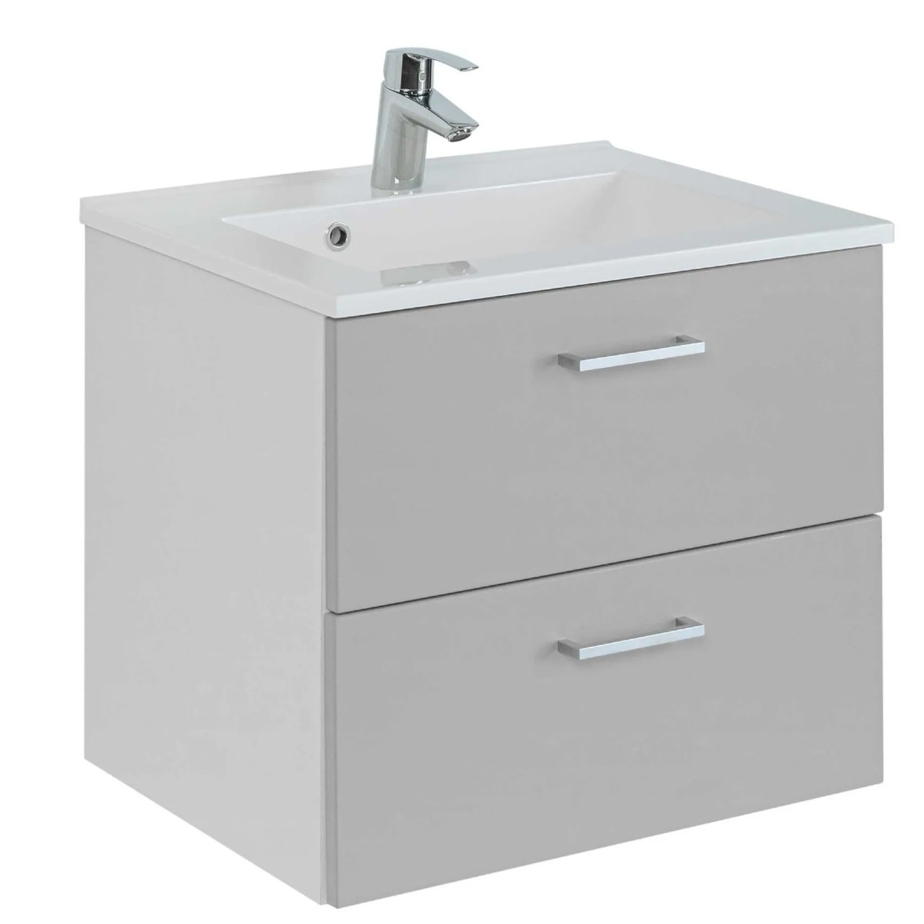 Waschtischunterschrank Ricca 60cm 2 Schubladen - weiß/hellgrau