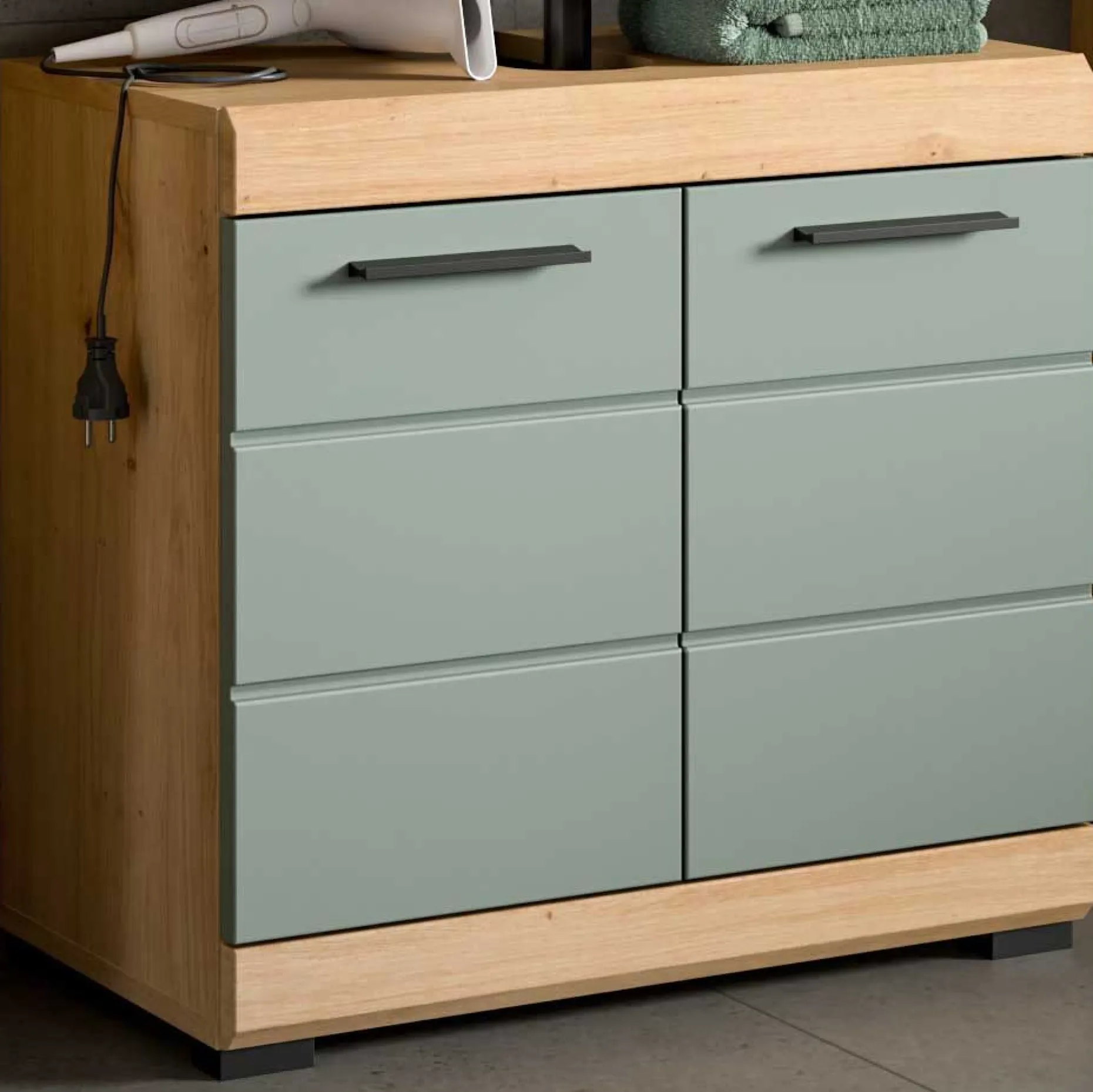 Waschtischunterschrank Scout Xonox - Sage Grün Artisan Eiche - 60x56x34 cm