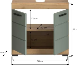 Waschtischunterschrank Scout Xonox - Sage Grün Artisan Eiche - 60x56x34 cm