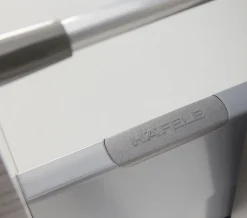 Waschtischunterschrank Stivan 80cm weißes Waschbecken - Eiche grau