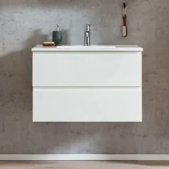 Waschtischunterschrank Varese | 80 x 47 x 56 cm | Wotan Oak / Design weiß