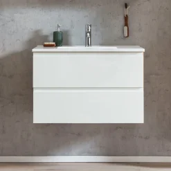 Waschtischunterschrank Varese | 80 x 47 x 56 cm | Wotan Oak / Design weiß