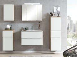 Waschtischunterschrank Varese | 80 x 47 x 56 cm | Wotan Oak / Design weiß