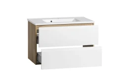 Waschtischunterschrank Varese | 80 x 47 x 56 cm | Wotan Oak / Design weiß