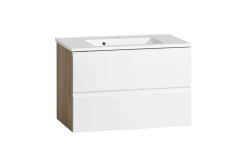 Waschtischunterschrank Varese | 80 x 47 x 56 cm | Wotan Oak / Design weiß