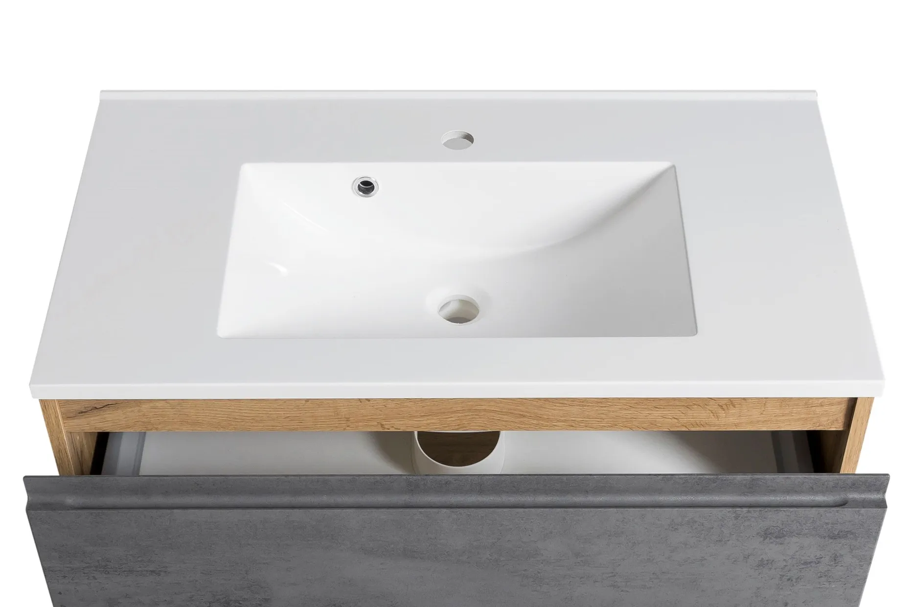 Waschtischunterschrank Varese | 80 x 47 x 56 cm | Eiche Wotan / Betondesign
