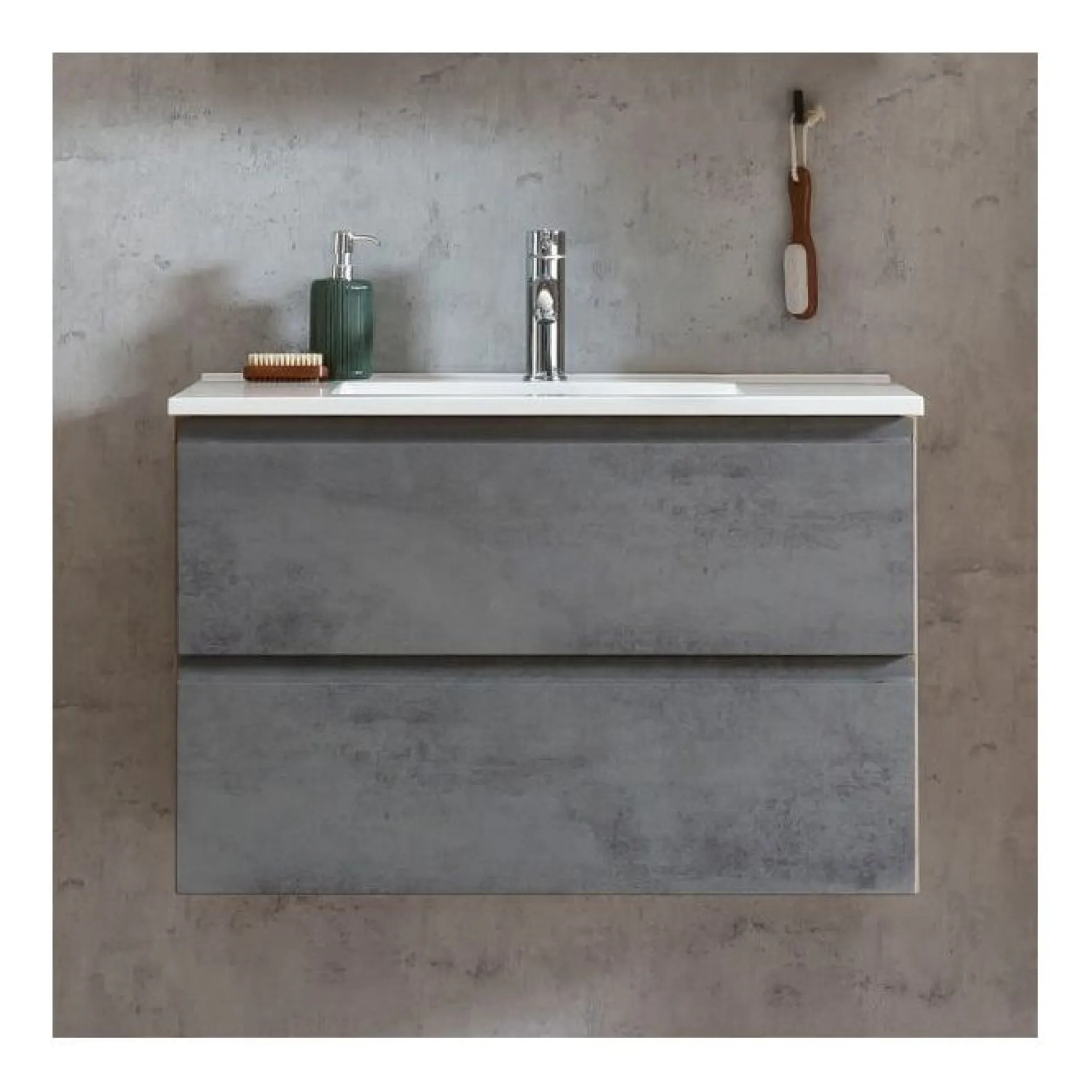 Waschtischunterschrank Varese | 80 x 47 x 56 cm | Eiche Wotan / Betondesign