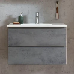 Waschtischunterschrank Varese | 80 x 47 x 56 cm | Eiche Wotan / Betondesign