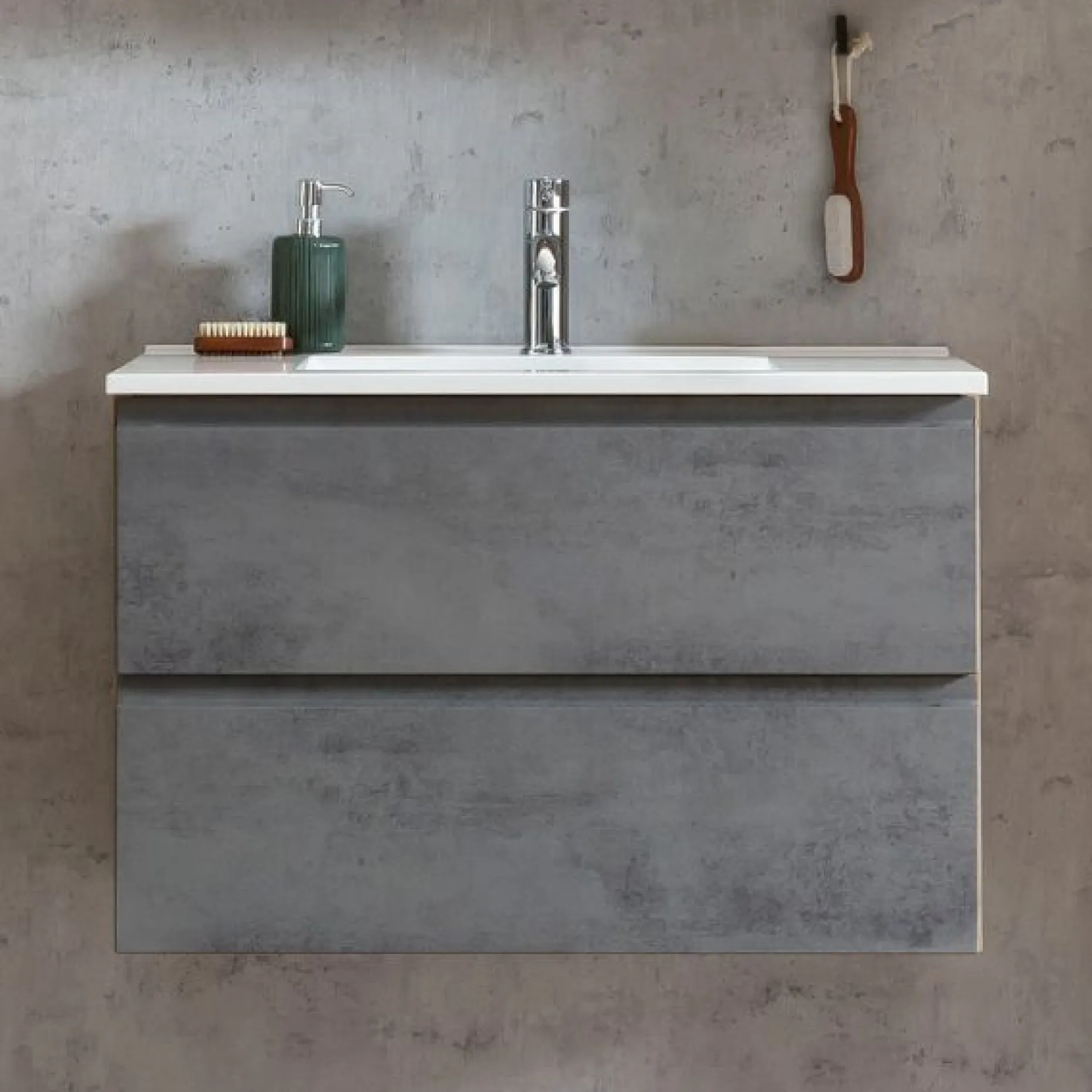 Waschtischunterschrank Varese | 80 x 47 x 56 cm | Eiche Wotan / Betondesign