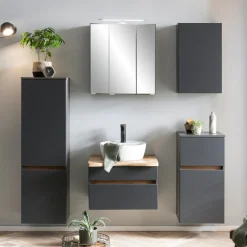 Waschtischunterschrank Vikas 61cm 2 Schubladen - anthrazit/eick