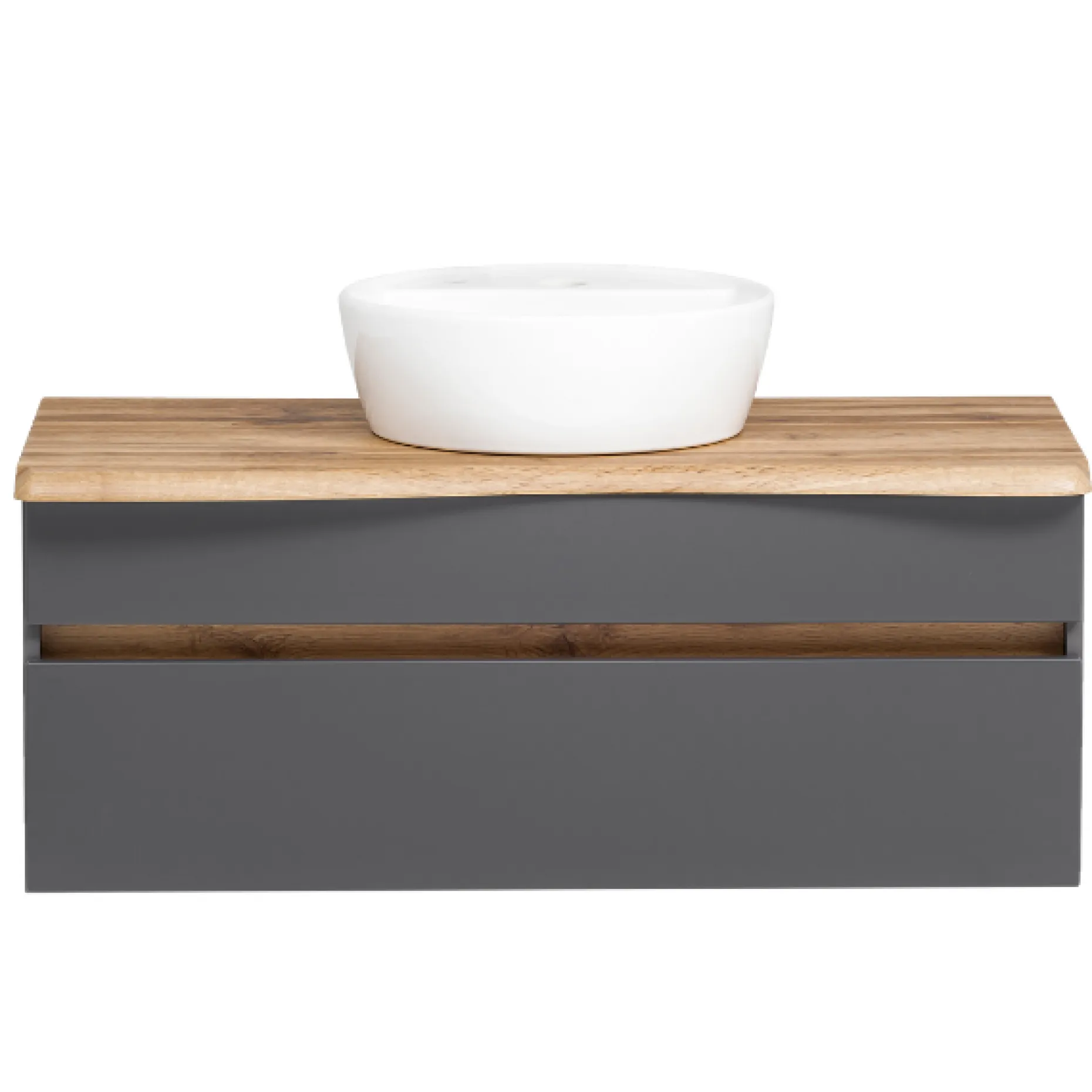 Waschtischunterschrank Vikas 101cm 2 Schubladen - anthrazit/pfirsich