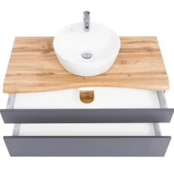 Waschtischunterschrank Vikas 101cm 2 Schubladen - anthrazit/pfirsich
